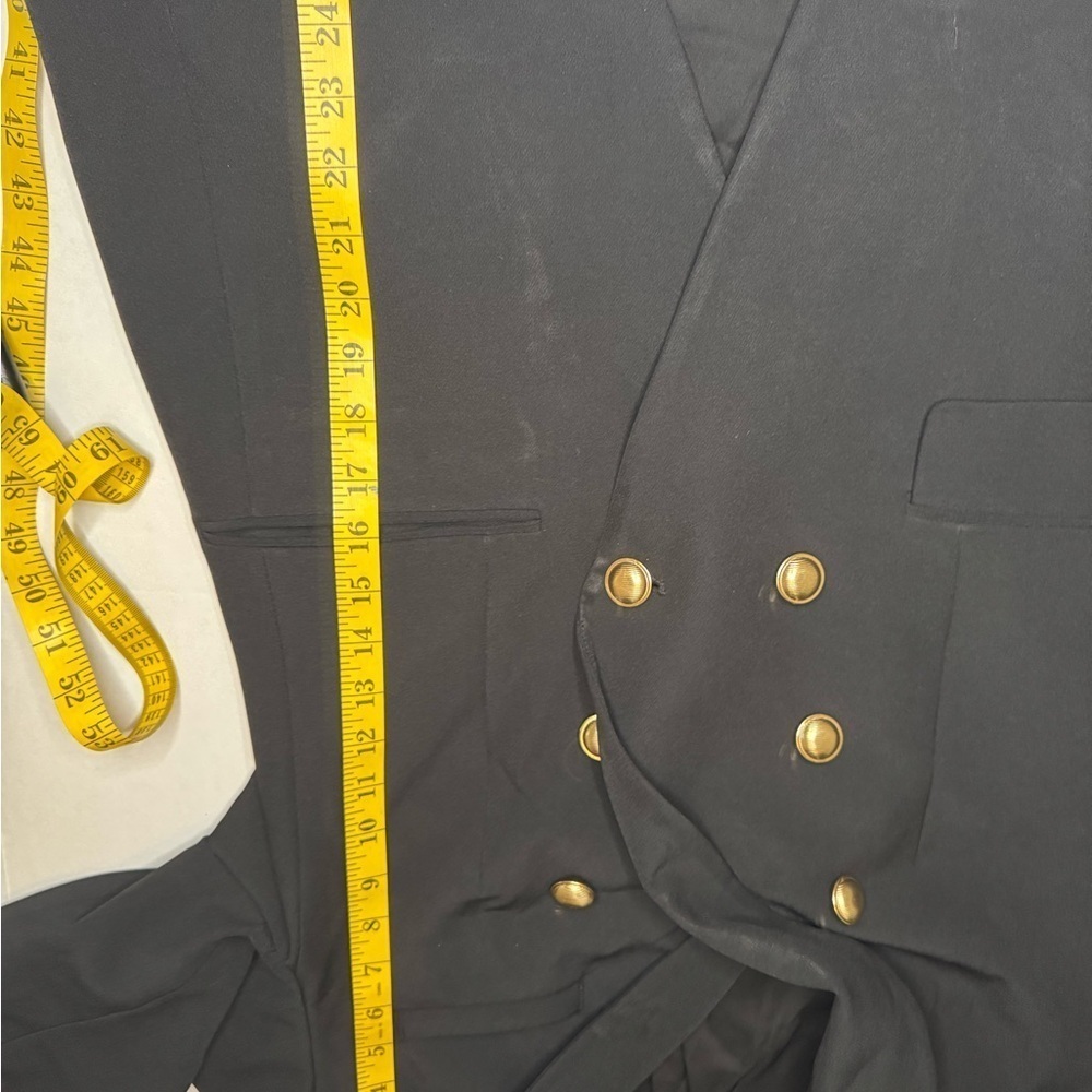 EXPRESS BLACK EDITOR DOUBLE BREASTED NOVELTY BUTTON BLAZER SZ Large. - Picture 9 of 12